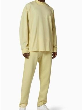 Fear of God Essentials Flocked Long Sleeve Tee Canary Yellow